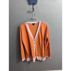 Talbots Sweater Womens Peach & Pinkish Size MediumButton Up Cardigan 3/4 Sleeves